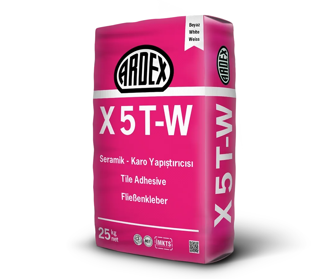 ARDEX X 5 T-W Seramik-Porselen Karo Yapıştırıcısı, Beyaz (C2TE) - 25 KG